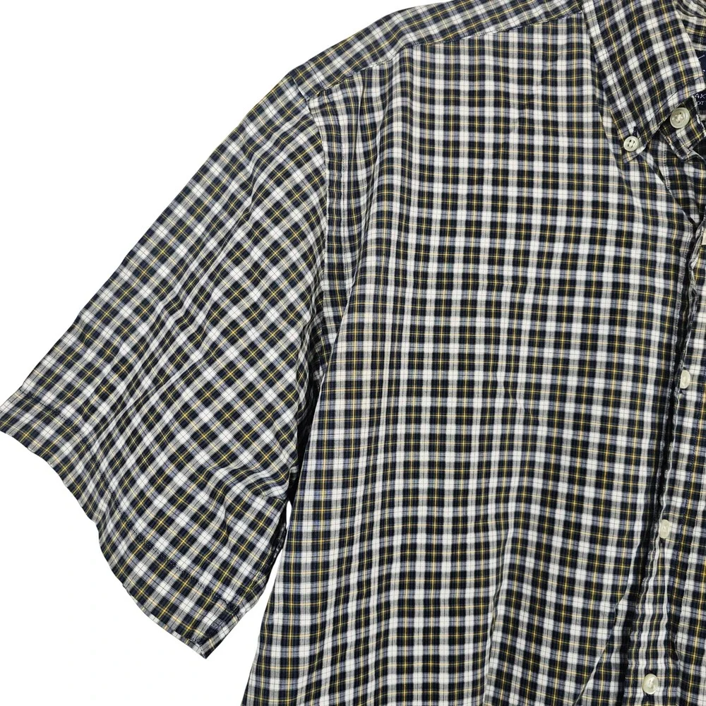Polo Ralph Lauren Blake Men's Medium Short Sleeve Plaid‎ Button Down Shirt Navy